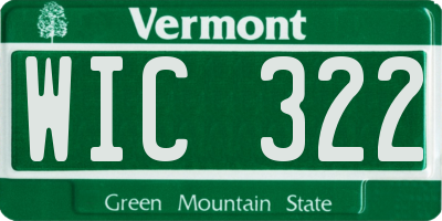 VT license plate WIC322