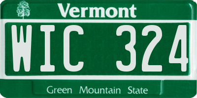 VT license plate WIC324