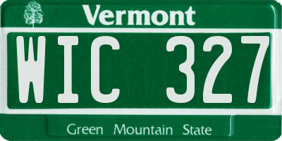 VT license plate WIC327