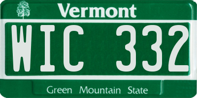 VT license plate WIC332