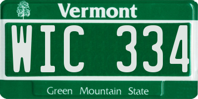 VT license plate WIC334