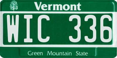 VT license plate WIC336