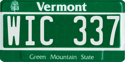 VT license plate WIC337
