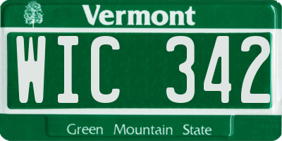 VT license plate WIC342