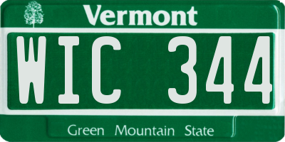 VT license plate WIC344