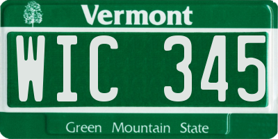 VT license plate WIC345