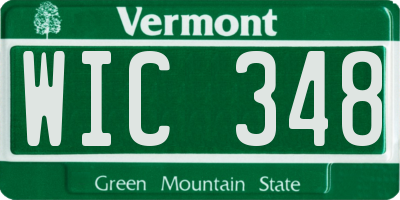 VT license plate WIC348