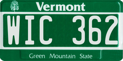 VT license plate WIC362