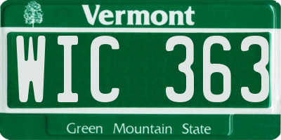 VT license plate WIC363