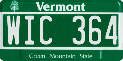 VT license plate WIC364