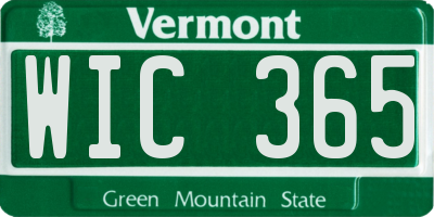 VT license plate WIC365