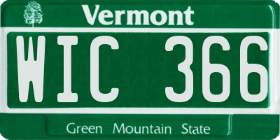 VT license plate WIC366