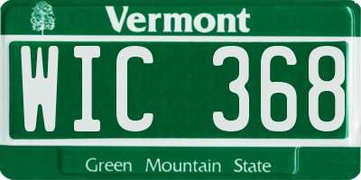 VT license plate WIC368