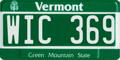 VT license plate WIC369