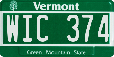 VT license plate WIC374