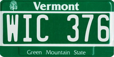VT license plate WIC376