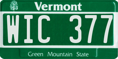 VT license plate WIC377