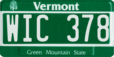 VT license plate WIC378