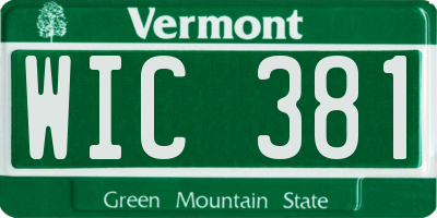 VT license plate WIC381