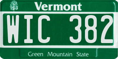 VT license plate WIC382