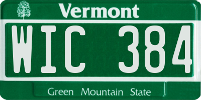 VT license plate WIC384