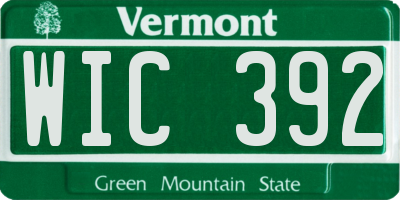 VT license plate WIC392