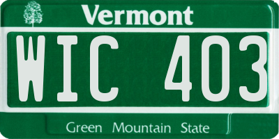 VT license plate WIC403
