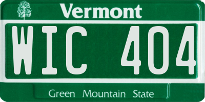 VT license plate WIC404