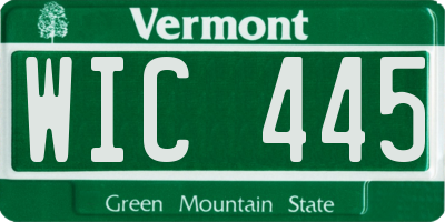 VT license plate WIC445