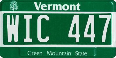 VT license plate WIC447
