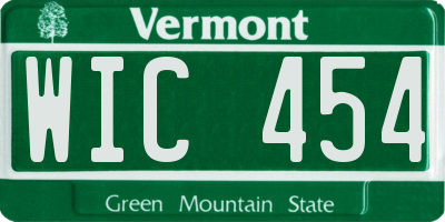 VT license plate WIC454