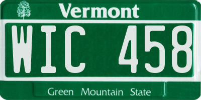 VT license plate WIC458