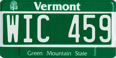 VT license plate WIC459
