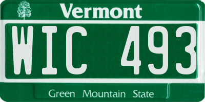 VT license plate WIC493