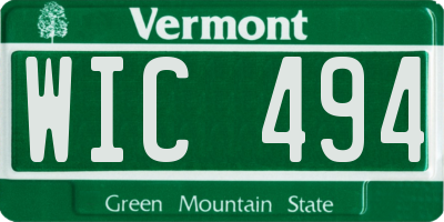 VT license plate WIC494