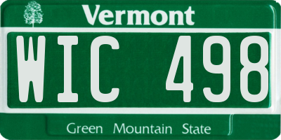 VT license plate WIC498