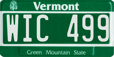 VT license plate WIC499