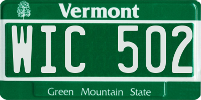 VT license plate WIC502