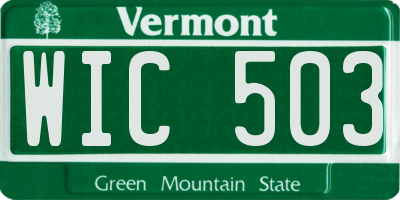 VT license plate WIC503