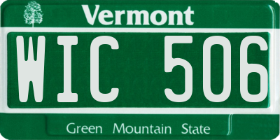 VT license plate WIC506