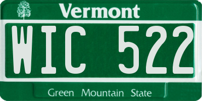 VT license plate WIC522