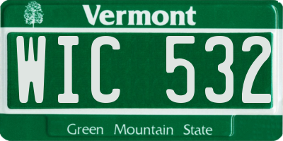 VT license plate WIC532