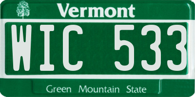VT license plate WIC533