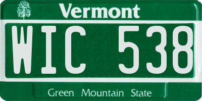 VT license plate WIC538