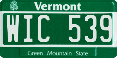 VT license plate WIC539