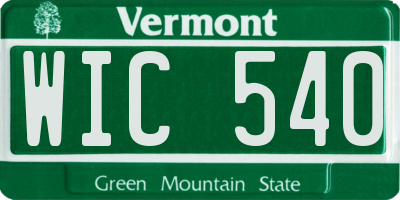 VT license plate WIC540