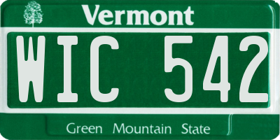 VT license plate WIC542