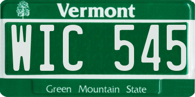 VT license plate WIC545
