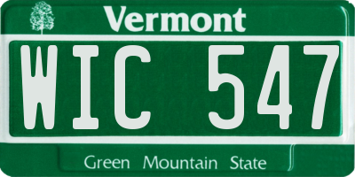 VT license plate WIC547