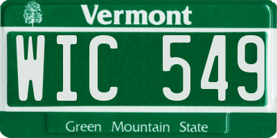VT license plate WIC549